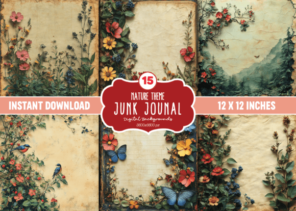Download Nature Theme Junk Journal Digital Pap - Nature theme Collection