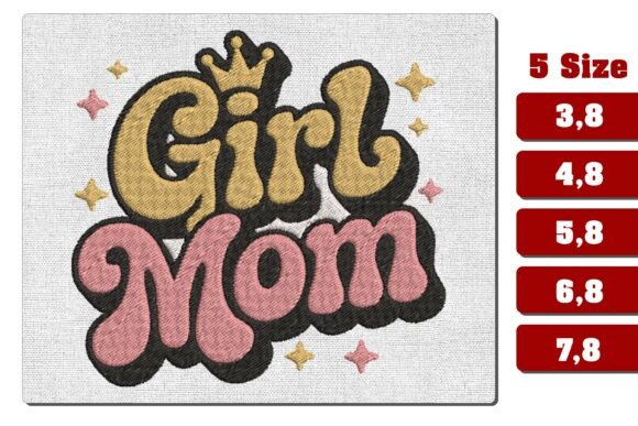 Download Retro Girl Mom Crown Machine Embroidery - Girl Collection